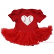 Valentine's Day Red Baby Bodysuit Pettiskirt & Baseball Heart Print JS4369